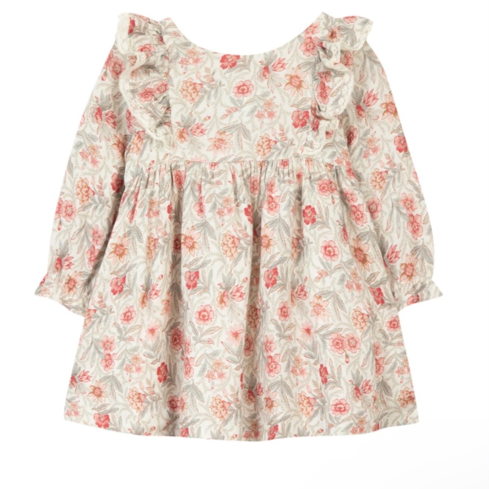 TARTINE ET CHOCOLAT Floral Ruffle Long Sleeve Dress Sz 4